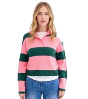 Pull femme en maille avec boutons, pull rayé en maille, grandes tailles 974173 rose/vert
