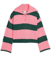 Pull femme en maille avec boutons, pull rayé en maille, grandes tailles 974173 rose/vert