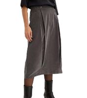 Jupe mi-longue plissée en velours côtelé et coton bio 908254 Gris