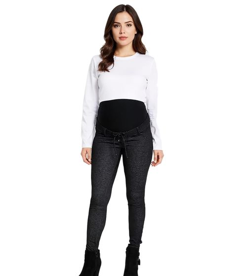 Damen Schwangerschafts-Hose Thermo Jeggings Umstandsmode 911067 Schwarz