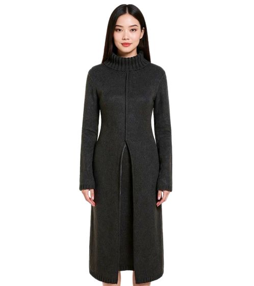 Damen Pullover-Kleid mit Rollkragen Long Strick-Pullover 960529 Grau