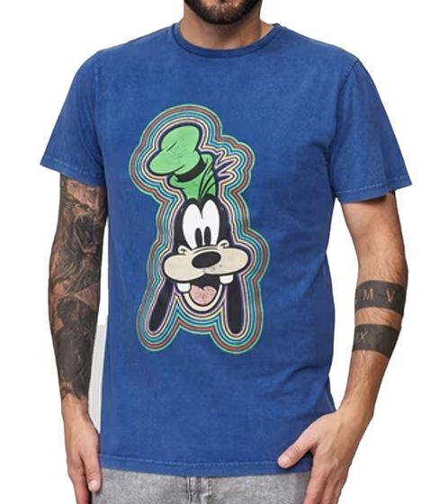 RE:COVERED X Disney Herren T-Shirt mit großem Goofy Print Baumwoll-Shirt Rundhals MMDIS2505 Blau