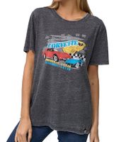 T-shirt femme RE:COVERED Corvette vintage, imprimé voiture, en coton, manches courtes, MMPKC478 Gris