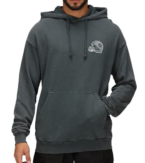 RE:COVERED X NFL Las Vegas Raiders Herren Kapuzen-Pullover mit ‎‎Schriftzug Baumwoll-Hoody Langarm-Shirt RCNFL1316G Grau