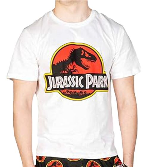 RE:COVERED X Jurassic Park T-Shirt Herren Rundhals-Shirt mit ‎‎Logo-Print Baumwoll-Shirt MMUNV2457 Hellbeige