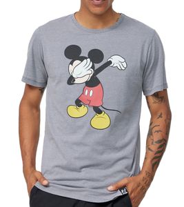 T-shirt homme RE:COVERED X Disney, imprimé Mickey Dabbing, col rond en coton, PCDIS1850 Gris