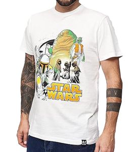 RE:COVERED X STAR WARS Herren T-Shirt mit Jaba Group Print Baumwoll-Shirt Kurzarm-Shirt MMSTW2321 Ecru-Weiß RE:COVERED X STAR WARS Herren T-Shirt mit Jaba Group Print Baumwoll-Shirt Kurzarm-Shirt MMSTW2321 Ecru-Weiß