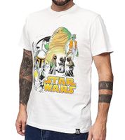 Camiseta RE:COVERED X STAR WARS para hombre con estampado del Grupo Jaba, algodón, manga corta, MMSTW2321, color crudo-blanco