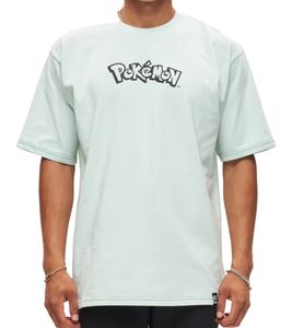 T-shirt homme RE:COVERED X Pokémon avec imprimé Pikachu, col rond en coton, bleu, RCPOK217