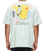 T-shirt homme RE:COVERED X Pokémon avec imprimé Pikachu, col rond en coton, bleu, RCPOK217