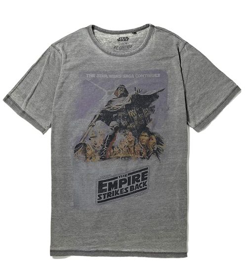 RE:COVERED X STAR WARS Herren Baumwoll-Shirt Das Imperium schlägt zurück Print Alltags-Shirt Kurzarm-Shirt T-Shirt PCSTW1633 Grau