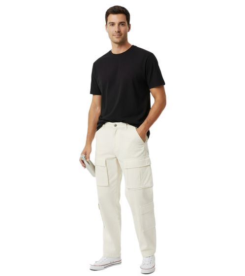 Stylish men's cargo jeans, 4-pocket style, casual trousers with multiple pockets, BR6016 Beige
