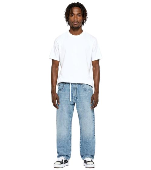 stylische Herren Jeans im Jogger-Stil Denim-Hose Baggy Leg mit Bindeband BR-1200-1700 Hell-Blau