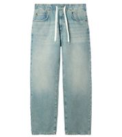 stylische Herren Jeans im Jogger-Stil Denim-Hose Baggy Leg mit Bindeband BR-12000-203 Hell-Blau