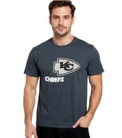 Camiseta RE:COVERED X NFL para hombre, de algodón, con letras del logo de los Kansas City Chiefs y cuello redondo, RCNFL1317D, gris