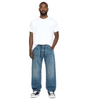 stylische Herren Jeans im Jogger-Stil Denim-Hose Baggy Leg mit Bindeband BR-12000-201 Dunkel-Blau