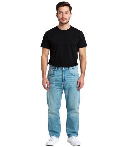 Pantalones vaqueros de hombre con estilo skater fit y cremallera BR-11000-1700 azul claro