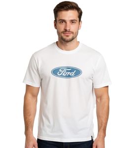 RE:COVERED X FORD Herren T-Shirt mit Ford Torino-Print Baumwoll-Shirt Rundhals-Shirt RCFRD504 Ecru-Weiß RE:COVERED X FORD Herren T-Shirt mit Ford Torino-Print Baumwoll-Shirt Rundhals-Shirt RCFRD504 Ecru-Weiß