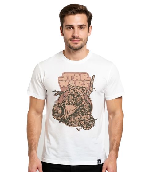RE:COVERED X STAR WARS Herren T-Shirt mit Ewok Print Baumwoll-Shirt Kurzarm-Shirt RCDIF2044 Ecru-Weiß