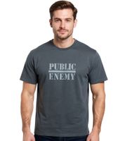 RE:COVERED X PUBLIC ENEMY Camiseta de hombre "Fight the Power" de algodón, cuello redondo, RCBVD3838, gris