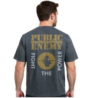 RE:COVERED X PUBLIC ENEMY Camiseta de hombre "Fight the Power" de algodón, cuello redondo, RCBVD3838, gris