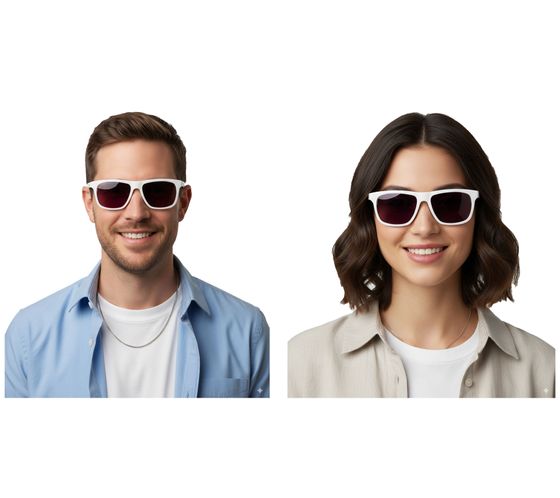 Lunettes de soleil Alba Optics ANVMA pour femme et homme avec plaquette de nez amovible, idéales pour les vacances, blanches