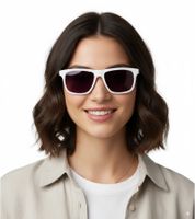 Alba Optics ANVMA Damen & Herren Sonnenbrille mit abnehmbarem Nasenpolster Sport-Brille für Gravel, Bikepackingfahrten & Outdoor-Aktivitäten Weiß