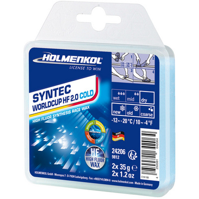 Holmenkol Skiwachs Skipflege Syntec World Cup HF 2.0 Rennwachs 2x 35g Mehrfarbig