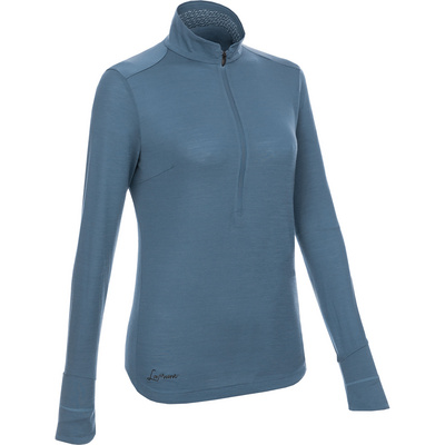 LaMunt Damen Longsleeves Merino Alexandra Zip Longsleeve Blau