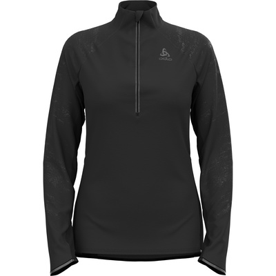Odlo Damen Langarm Unterhemden Zeroweight Ceramiwarm Zip Longsleeve Schwarz