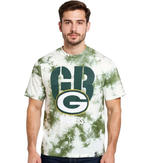 RE:COVERED X NFL Green Bay Packers Herren T-Shirt mit Logo-Print Baumwoll-Shirt Rundhals-Shirt RCNFL1394 Grün/Weiß