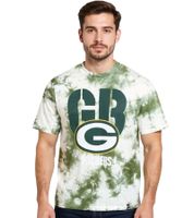 Camiseta RE:COVERED X NFL Green Bay Packers para hombre con estampado de logotipo, cuello redondo de algodón, RCNFL1394 Verde/Blanco