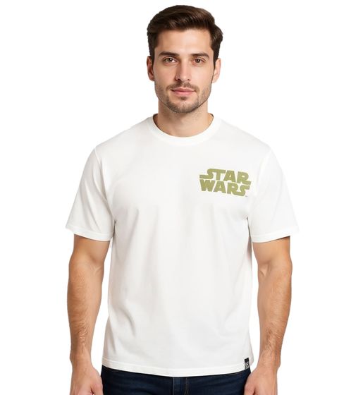 RE:COVERED X STAR WARS Camiseta de hombre con estampado en la espalda, algodón, manga corta, RCDIF2045, color crudo-blanco