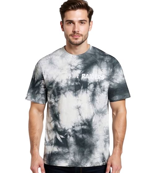 RE:COVERED X NFL Las Vegas Raiders Herren T-Shirt mit Logo-Print Baumwoll-Shirt Rundhals-Shirt RCNFL1380 Grau/Weiß