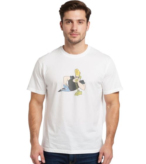 RE:COVERED X Cartoon Network Herren T-Shirt Johnny Bravo Baumwoll-Shirt Rundhals-Shirt RCWARN752 Hellbeige