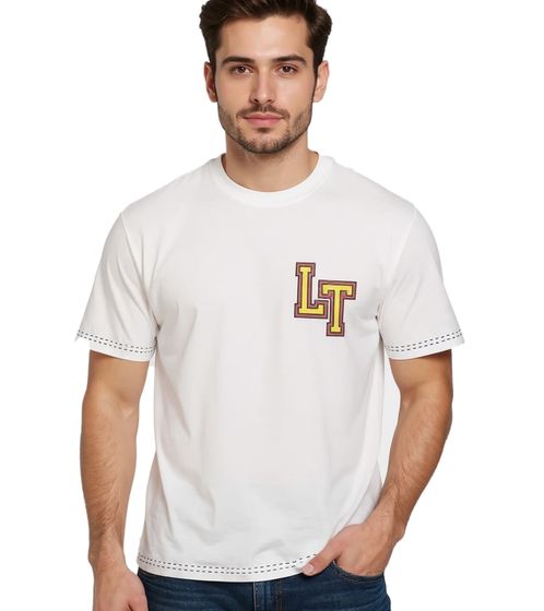 RE:COVERED X LOONEY TUNES Herren T-Shirt mit Basketball-Print Baumwoll-Shirt Rundhals-Shirt RCWARN750 Ecru-Weiß