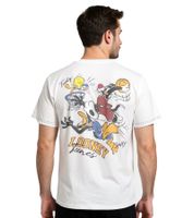 T-shirt da uomo RE:COVERED X LOONEY TUNES con stampa basket, girocollo in cotone, RCWARN750, Écru-Bianco