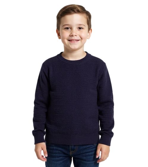 Kinder Waffel-Strick-Pullover und Schal für Jungen nachhaltiger Baumwoll-Pullover Herbst-Pullover 976702 Blau