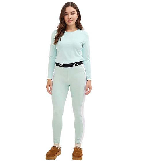 Damen nachhaltige Thermo-Leggings aus weichem Super-Stretch-Material Ski-Leggings 951614 Mint-Grün