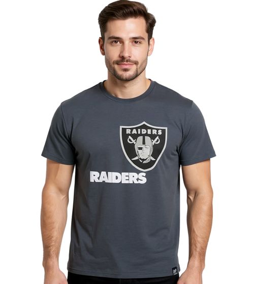 RE:COVERED X NFL Herren T-Shirt Las Vegas Raiders Logo Baumwoll-Shirt Rundhals-Shirt RCNFL1317G Grau