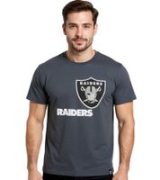 T-shirt da uomo RE:COVERED X NFL con logo dei Las Vegas Raiders, girocollo in cotone RCNFL1317G, grigia
