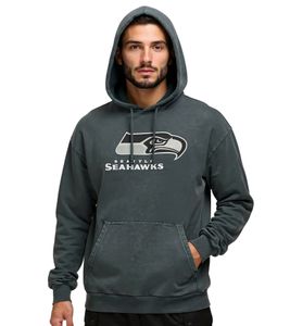 RE:COVERED X NFL Seattle Seahawks Herren Kapuzen-Pullover mit Logo-Schriftzug Baumwoll-Hoody RCNFL1318J Grau