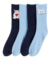 4 Pares de Calcetines Cálidos de Invierno para Niños con Osos Polares 944526 Azul Oscuro/Azul Claro
