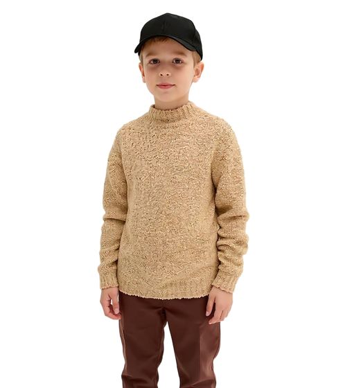 Kinder Bouclé-Strick-Pullover Jungen Stehkragen-Pullover Herbst-Pullover 945781 Beige