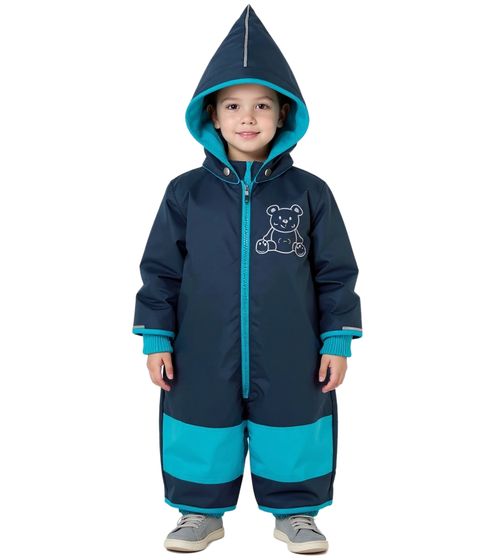 Jumpsuit Kleinkinder Overall Regen-Anzug mit Kapuze mit Reißverschluss Baby-Anzug 913881 Blau