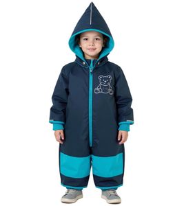 Tuta antipioggia per bambini con cappuccio e cerniera, tuta per neonati 913881 Blu