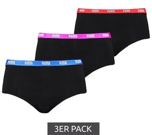 3er Pack PUMA Panties Damen Slips Unterwäsche-Set Baumwoll-Slips 701224756 001 Schwarz
