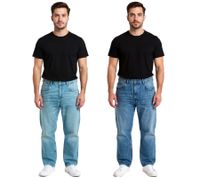 Jeans da uomo alla moda in stile skater fit, pantaloni in denim con cerniera, BR-11000, blu scuro o azzurro