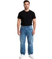 Jeans da uomo alla moda in stile skater fit, pantaloni in denim con cerniera, BR-11000, blu scuro o azzurro