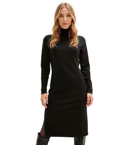 Damen Strick-Kleid Mini-Kleid mit Rollkragen Langarm-Kleid 951077 Schwarz Damen Strick-Kleid Mini-Kleid mit Rollkragen Langarm-Kleid 951077 Schwarz